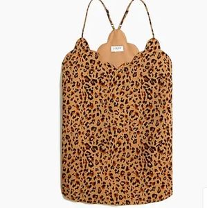 J CREW LEOPARD SIZE 8  SCALLOPED CAMI TOP